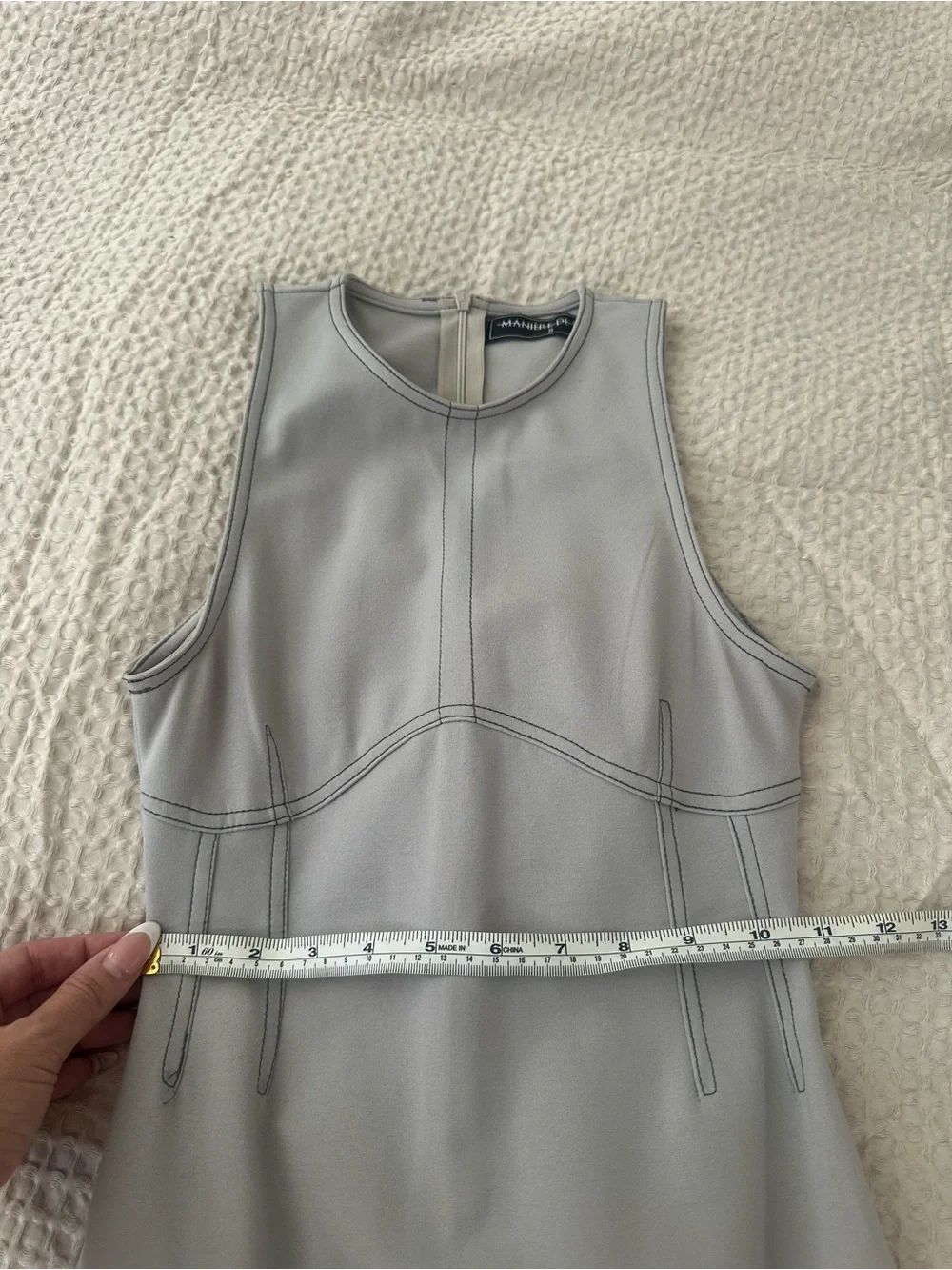 Maniere De Voir Light Gray Seam Detail Bodysuit - Picture 2 of 3